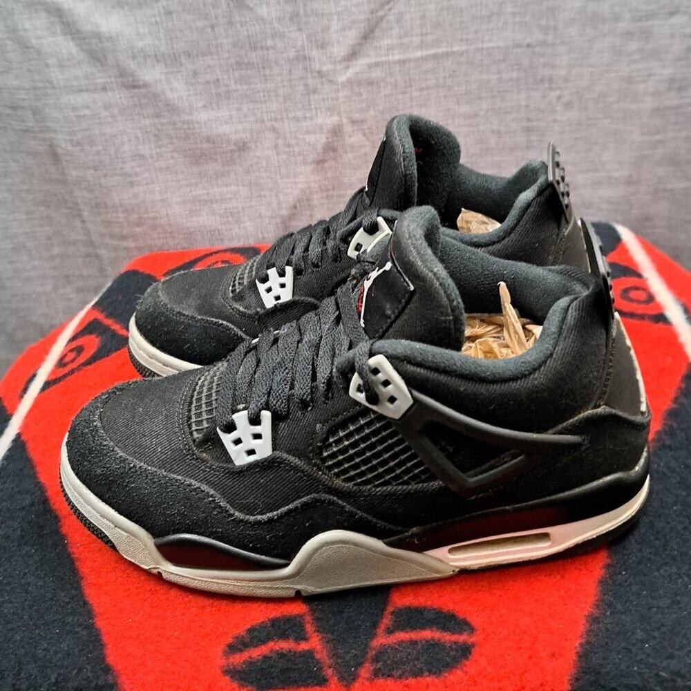 %Size 7Y Nike GS Jordan 4 Retro SE Mid Black Canvas Youth DV0533-006 / AJ16